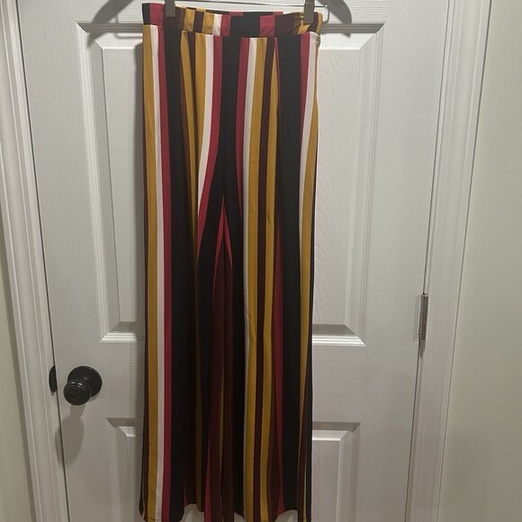 Philosophy Festival Boho Pants XS Wide Leg Striped Pink Blue White Burgundy Fun - Picture 1 of 8